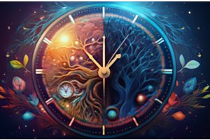 Illustration des zirkadianen Rhythmus mit Tag-Nacht-Zyklus, biologischer Uhr und Lichteinfluss