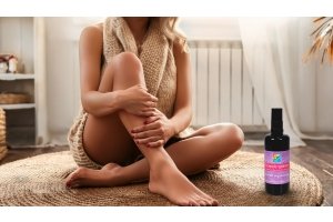 Anwendung von Himalaya Magnesiumöl zur Muskelentspannung bei der Selbstpflege zu Hause